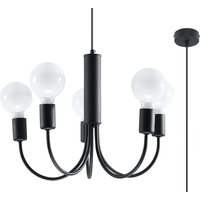 Kronleuchter Schwarz Metall 5-flammig Retro Ø 45 cm von Sollux