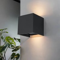 LED Wandleuchte Schwarz IP54 B:10cm Up Down Wandlampe von Sollux