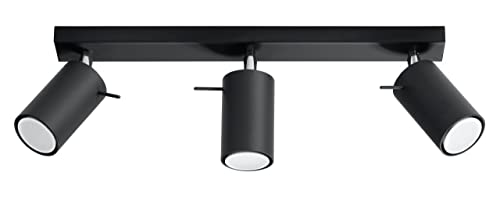 SOLLUX lighting Ring Deckenleuchte mit 3 Strahlern - Lampe für Wohnzimmer und Esszimmer mit Verstellbarem Arm und Lichtrichtung - Leuchte für Küche 3 x 40 W - Stahl in Schwarz 45 x 6 x 16 cm von SOLLUX lighting