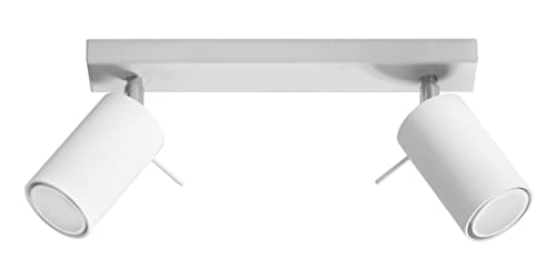SOLLUX lighting Ring Deckenleuchte mit 2 Strahlern - Lampe für Wohnzimmer und Esszimmer mit Verstellbarem Arm und Lichtrichtung - Leuchte für Küche 2 x 40 W - Stahl in Weiß 30 x 6 x 16 cm von SOLLUX lighting