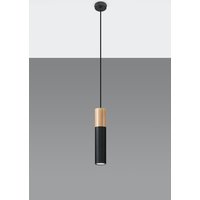 Pendelleuchte Schwarz Metall Holz Ø8cm Skandinavisch Pendelleuchte Schwarz Metall Holz Ø8cm Skandinavisch von Sollux