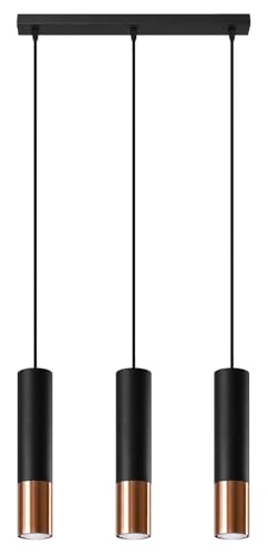 SOLLUX lighting Hängelampe Pendelleuchte Hängeleuchte - Deckenlampe Stahl - 3 Flammig - LED Lampe Glühbirne - Schwarz Kupfer Loopez von SOLLUX lighting