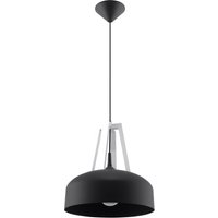 Schwarze Pendelleuchte Metall Holz rund Ø30cm Retro Schwarze Pendelleuchte Metall Holz rund Ø30cm Retro von Sollux