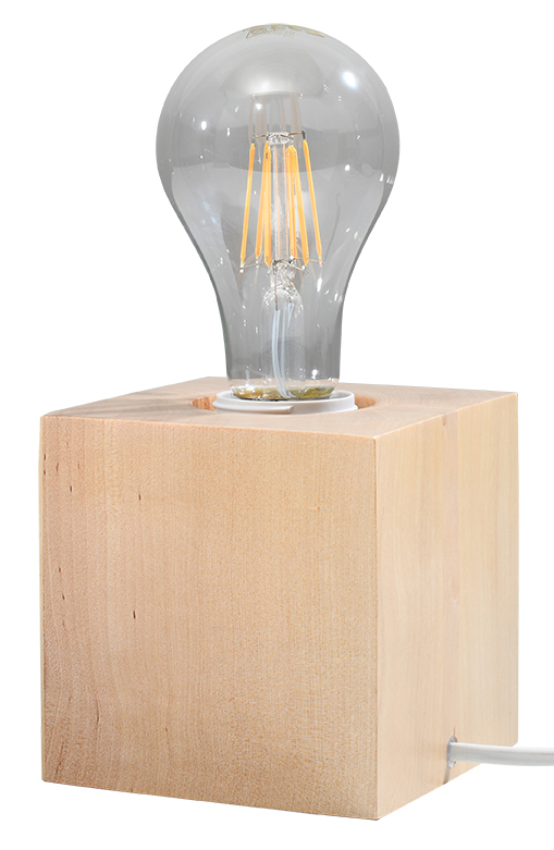 Sollux Ariz Tischlampe Natur Holz E27 mit Kabelschalter 10x10x10cm von Sollux