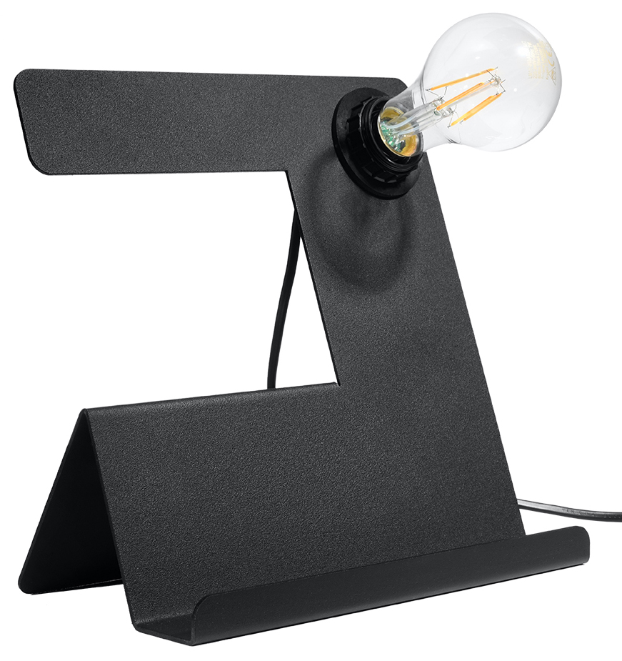 Sollux Incline Tischlampe schwarz E27 mit Kabelschalter und Ablage 25x13x24cm von Sollux