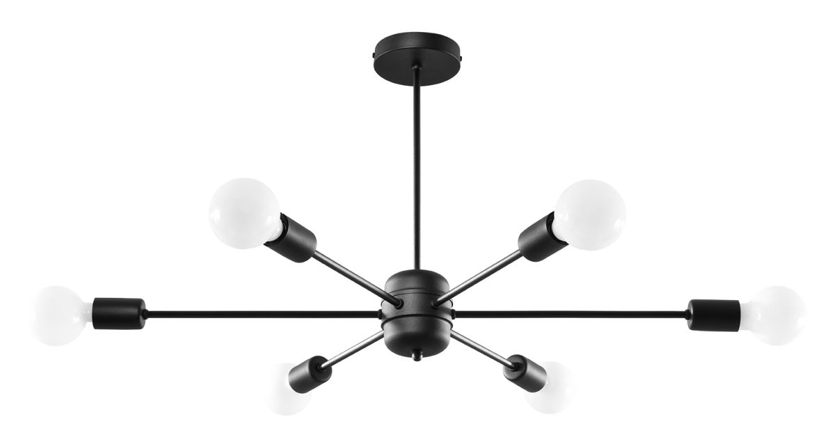 Sollux Lango 6 Deckenlampe schwarz 6x E27 dimmbar 86,5x68x46cm von Sollux