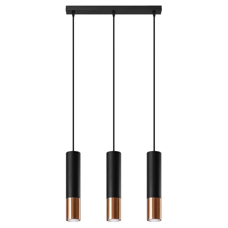Sollux Lighting Hängeleuchte Loopez 3L Schwarz Kupfer von Sollux