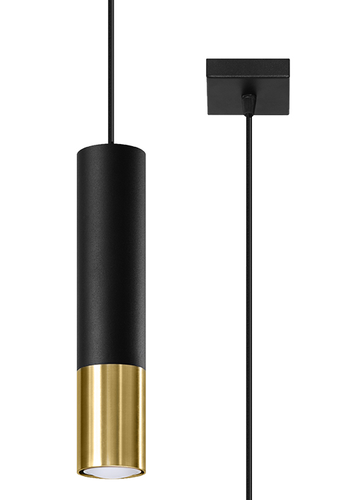 Sollux Loopez 1 Hängelampe schwarz, golden GU10 dimmbar 8x8x100cm von Sollux