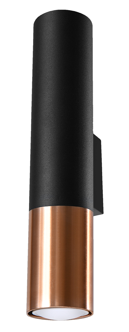 Sollux Loopez Wandlampe schwarz, Kupfer 2x GU10 dimmbar 6x8x29cm von Sollux