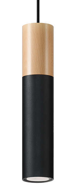 Sollux Pablo Hängelampe schwarz, Natur Holz GU10 dimmbar 8x8x105cm von Sollux