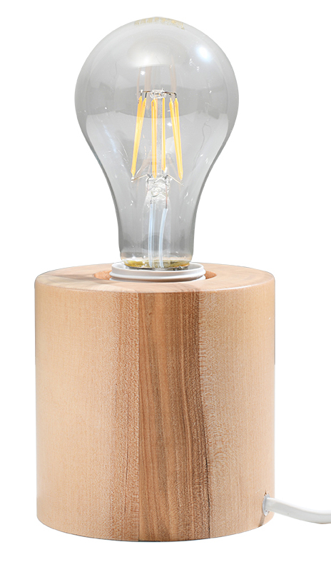 Sollux Salgado Tischlampe Natur Holz E27 mit Kabelschalter 10x10x10cm von Sollux
