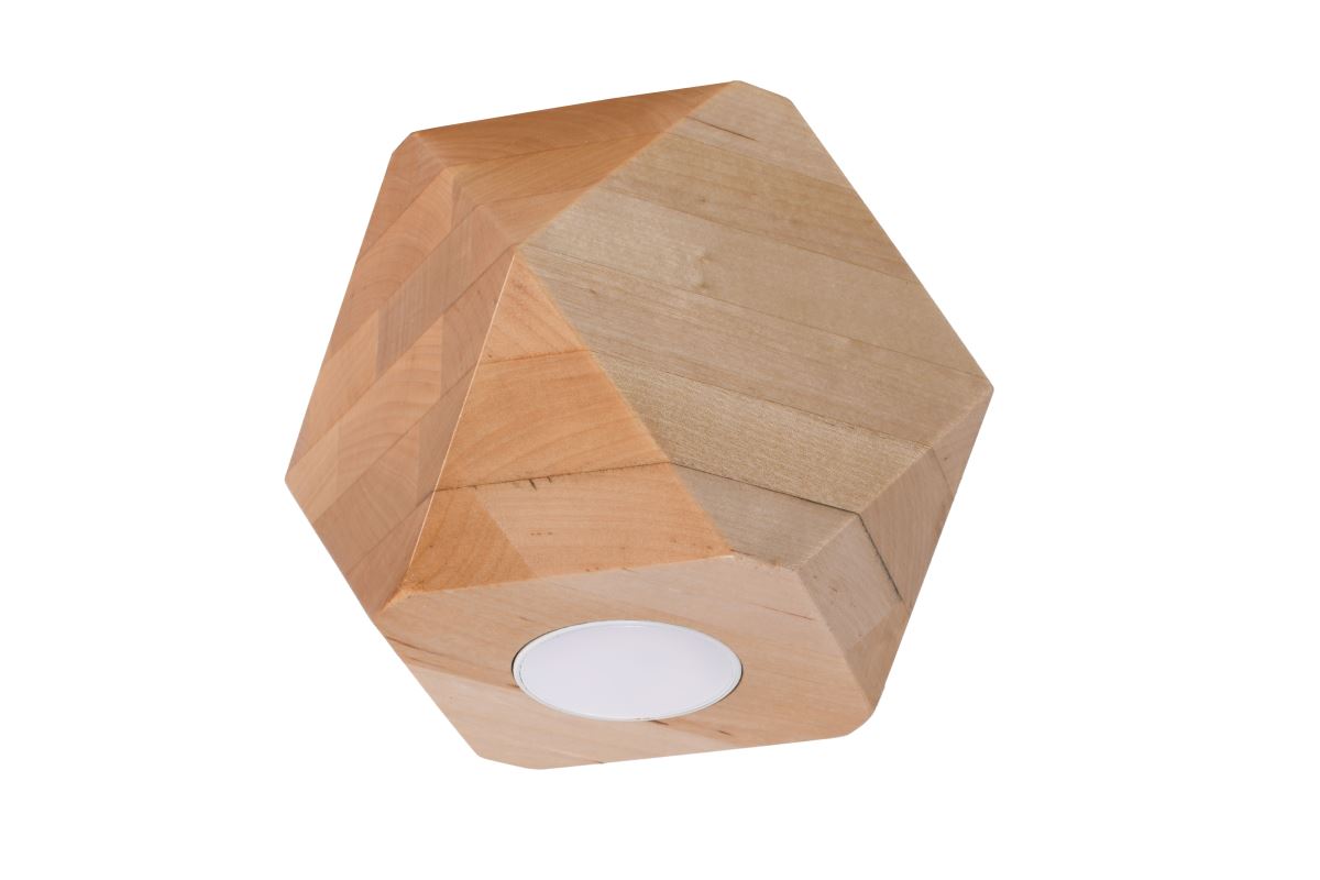 Sollux Woody 1 Aufbauleuchte Natur Holz GU10 dimmbar 12x12x12cm von Sollux