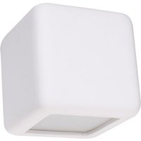 Wandlampe Weiß Keramik B: 14 cm Würfel bemalbar von Sollux