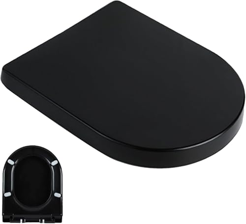 Klodeckel schwarz,wc sitz d form,Toilettendeckel mit Absenkautomatik, Einfach Reinigung, Toilettensitz mit Verstellbaren Scharnieren, Schwarz Klodeckel schwarz,wc sitz d form,Toilettendeckel mit Absenkautomatik, Einfach Reinigung, Toilettensitz mit Verstellbaren Scharnieren, Schwarz von Solng Aldoih