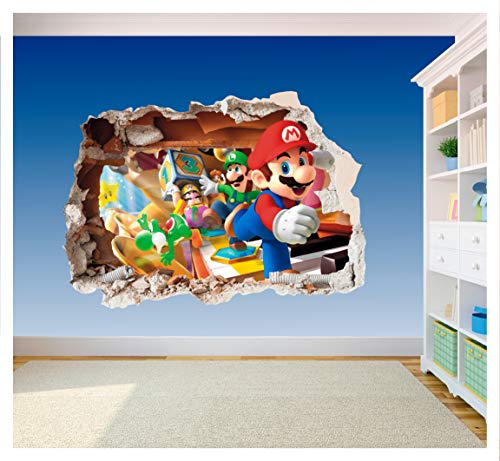 Super Mario Brothers Art Wand Loch bedruckt Vinyl Aufkleber Aufkleber Kinder Schlafzimmer (ss40014), Large 600 x 425mm von Solo Signs UK