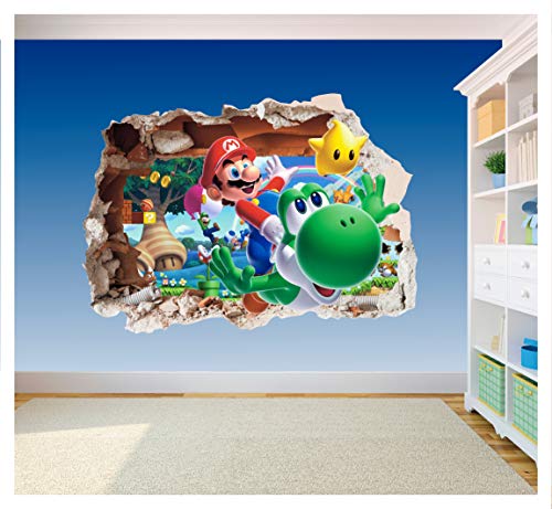 Vinyl-Aufkleber, Motiv: Super Mario Brothers Hole in Wall 2, gedruckt, für Kinderzimmer, 600 x 425 mm von Solo Signs UK