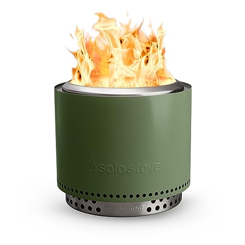 Solo Stove Feuerschale Bonfire 2.0 mit Standfuß | Feuerstelle für Raucharme Holzverbrennung, Herausnehmbare Auffangschale, Mobile Outdoor Feuertonne für Unterwegs, Edelstahl, 49,5x44,5cm, 11,4kg, Grün von Solo Stove