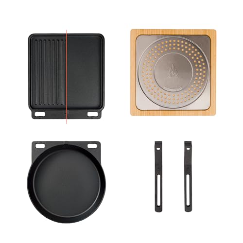 Solo Stove Pi Gusseisen Grillzubehör-Set, 3-teilig | Inkl. Pfanne (30 cm), Wendegrillplatte/Plancha (29 x 33 cm), 2 Griffe, Untersetzer, Für Pi Pizzaofen und jeden Indoor/Outdoor Ofen von Solo Stove