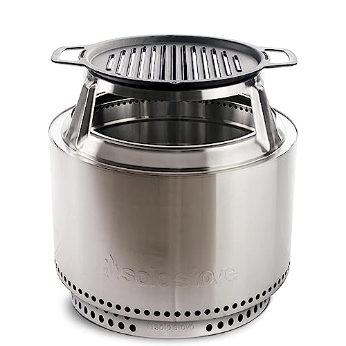 Solo Stove Feuerschale Yukon Kochset mit Gusseisen Grill 2.0 | Inkl. Yukon Feuerstelle mit Standfuß, Gusseisenplatte mit Edelstahl-Aufsatz, Erhöhung von 20,3 cm, Maße (HxØ): 66,5 x 44,5 cm, 28 kg von Solo Stove