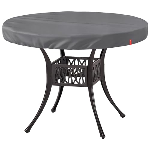SoloToo Runde Outdoor-Tischabdeckung, wasserdicht, UV-Schutz, für runde Terrassenmöbel mit einem Durchmesser von bis zu 76,2 cm – 81,3 cm (grau) von SoloToo