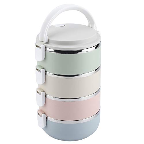 Solomi Thermal Lunch Box - Edelstahl Tragbare Thermal Bento Box (3 Typen) (Größe : 4 Layers) von Solomi