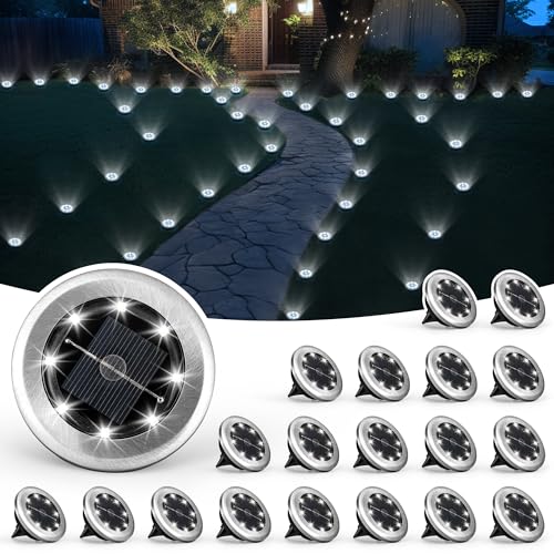 Solpex Klein Solar Bodenleuchten, Solarleuchte für Garten 8 LEDs 20 Stück, Weiß Gartenleuchten Edelstahl Wasserdicht für außen, Garten, Terrasse, Rasen, Hof, Gehweg Solpex Klein Solar Bodenleuchten, Solarleuchte für Garten 8 LEDs 20 Stück, Weiß Gartenleuchten Edelstahl Wasserdicht für außen, Garten, Terrasse, Rasen, Hof, Gehweg von Solpex