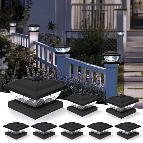 Solpex Solarleuchten für außen, 8 Stück Solar Post Lights, IP65 Wasserdichte Solarleuchten im Freien Garten Post Lampe, Solar Post Cap Lights für 13×13 10×10 9×9 cm (Schwarz) von Solpex