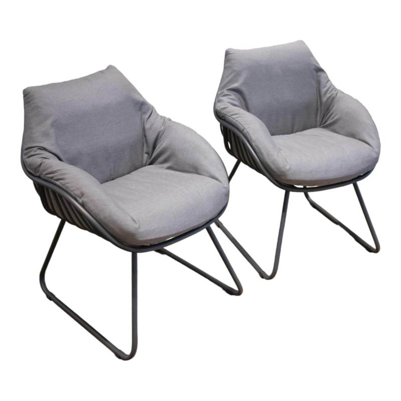 2er Set Sessel Chill Kissen Stoff Bombay Anthracite Gestell Alu Anthracite von Solpuri