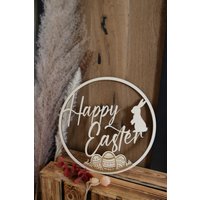 Dekokranz Happy Easter, Ostern, Holz von SolusHerzwerk