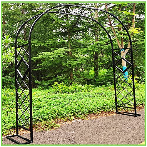 Torbogen Rosenbogen Rankhilfe Metall Höhe 230cm/270cm, Freistehend Rankbogen Gartenbogen pulverbeschichteter Stahl für Pergola Rasen (Farbe : Schwarz, Größe : 280x230cm/9.2x7.5ft) von Soluti