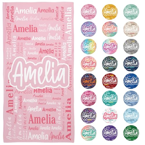 Solutra Personalisiert Strandtuch Badetuch mit Namen, Mikrofaser Handtuch Personalisiert Geschenke, Schnell Trocknendes Leichtes Strandhandtuch für Erwachsene Kinder(Name B) von Solutra