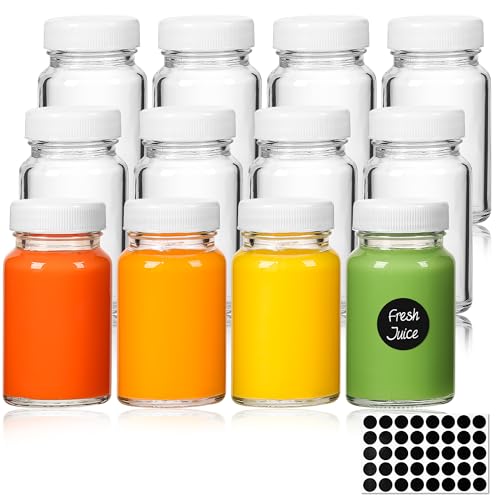 12 Stück Shot Flaschen zum Befüllen mit Deckel 60ml, Kleine Glasflaschen zum Befüllen,Mini Glasflaschen, Kleine Schnapsflaschen, Mini Fläschchen mit Etiketten, für ätherische Öle, Ingwer Shot, Whisky 12 Stück Shot Flaschen zum Befüllen mit Deckel 60ml, Kleine Glasflaschen zum Befüllen,Mini Glasflaschen, Kleine Schnapsflaschen, Mini Fläschchen mit Etiketten, für ätherische Öle, Ingwer Shot, Whisky von Solvant