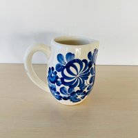 Blau, Weißer Keramikkrug, Krug Mit Blauer Bemalung von SolveigsStudio
