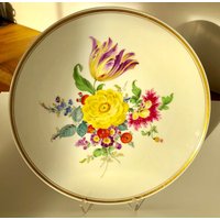 Meissen Blumen Wandteller Obstschale Teller Durchmesser Ca. 25, 5 cm Goldrand Deputat マイセン von SolveigsStudio
