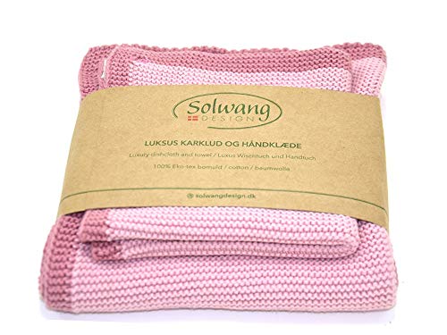 Solwang Frame ANTIK ROSA 2er Set Wischtuch und Handtuch ÖKO TEX Baumwolle von Solwang