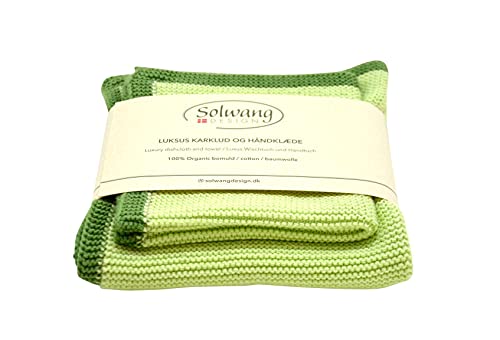 Solwang Frame GRÜN 2er Set Wischtuch und Handtuch Bio Baumwolle von Solwang