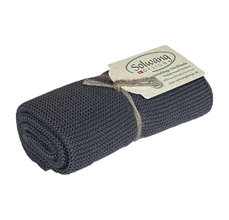Solwang Putzlappen, Wischlappen, Wischtücher, Geschirrtuch, Handtuch, Reinigungstuch (100% Bio Baumwolle, Waschbar bei 60 Grad, 1 Stück gestricktes BIO Handtuch in dunkles Stahlgrau, 47x32 cm, 1-tlg., Saugfähigkeit und Funktionalität zu optimieren/ Versch, Ausführungen) von Solwang