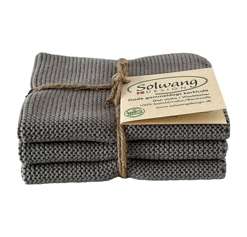 Solwang Putzlappen, Wischlappen, Wischtücher, Geschirrtuch, Handtuch, Reinigungstuch (100% Bio Baumwolle, Waschbar bei 60 Grad, 3 Stück gestrickte Wischtücher in Stahlgrau., 25x25 cm, 3-tlg., Saugfähigkeit und Funktionalität zu optimieren/ Versch, Ausführungen) von Solwang