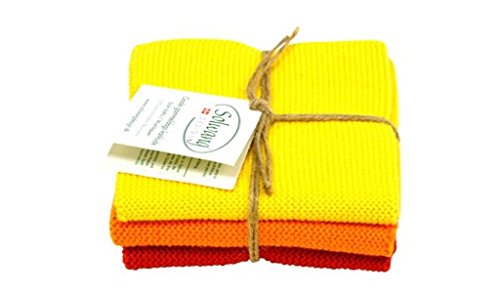 Solwang Putzlappen Orange Rot Gelb gestrickt Wischlappen Baumwolle Wischtücher Edelstahl von Solwang