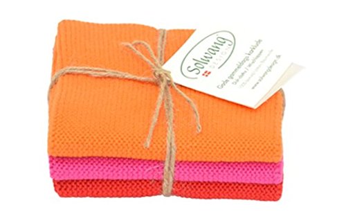 Solwang Putzlappen Pink Orange Rot gestrickt Wischlappen Baumwolle Wischtücher Edelstahl von Solwang