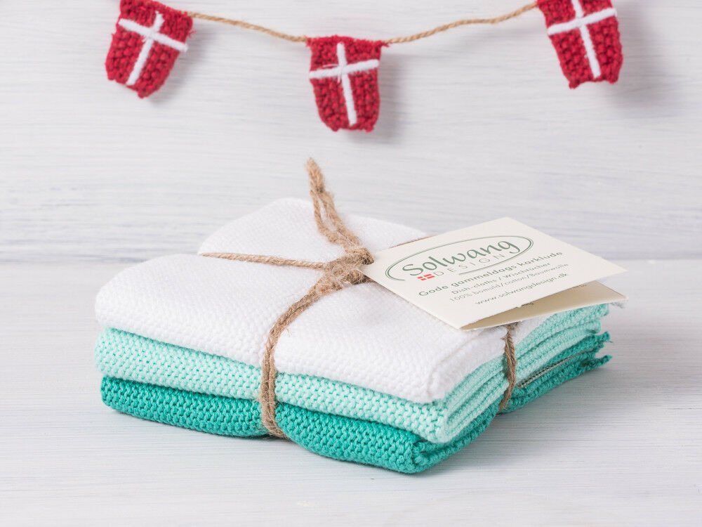 Solwang Spültuch Solwang Wischtuch Weiß Aqua Türkis Kombi 3er Set von Solwang