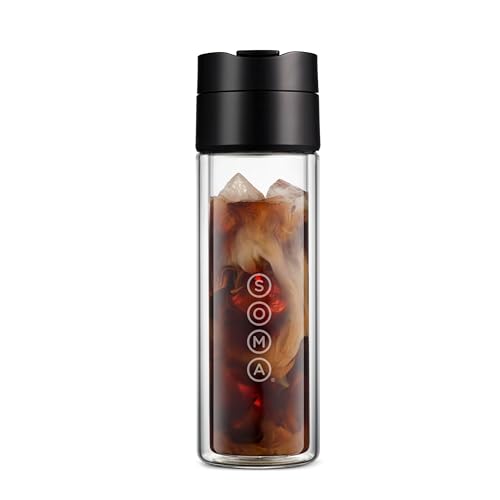 SOMA Doppelwandige Glasflasche für Tee und Kaffee, schwarz, 340 ml (SM18501K) von Soma