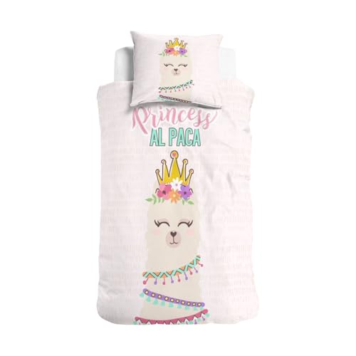 Soma Kinderbettwäsche Winter 135cm x 200cm Plüsch Weich Bettbezüge mit Reißverschluss Bettwäsche Set mit 1 Kissenbezug 80x80cm Little Monster Renforcé Bettwäsche (Princess Al Paca Pink) von Soma