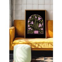 Blumenprint Von Abstrakten Schneeglöckchen Im 70Er Jahre Retro Mid-Century Modern Stil - Groovy Vintage-Inspirierte Wanddekoration Mit Kräftigen Blumenprint Von Abstrakten Schneeglöckchen Im 70Er Jahre Retro Mid-Century Modern Stil - Groovy Vintage-Inspirierte Wanddekoration Mit Kräftigen von SomaPrintsArt