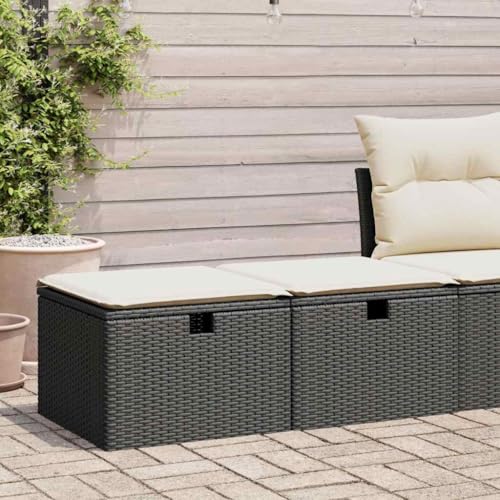 Somanki 2-TLG. Garten-Sofagarnitur mit Kissen Schwarz Poly Rattan, Balkonmöbel Set, Gartenmöbel Set, Gartenlounge Set, Terassenmöbel, Loungemöbel Terrasse - 3328669 von Somanki