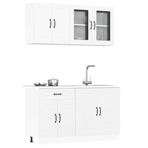 Somanki 4-TLG. Küchenschrank-Set Kalmar Weiß Holzwerkstoff, Küchenzeile, Küchenmöbel, Küchenunterschränke, Küchenblock - 3314851 von Somanki