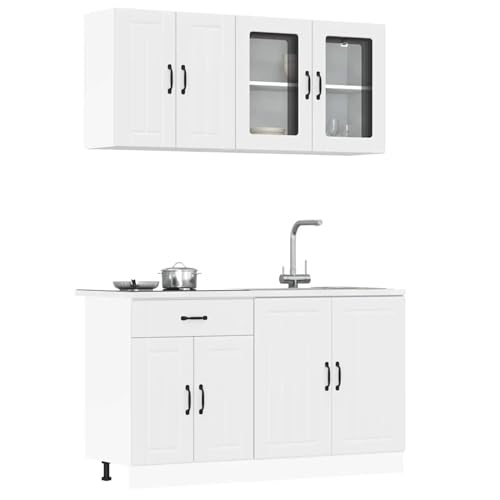 Somanki 4-TLG. Küchenschrank-Set Kalmar Weiß Holzwerkstoff, Küchenzeile, Küchenmöbel, Küchenunterschränke, Küchenblock - 3314861 von Somanki