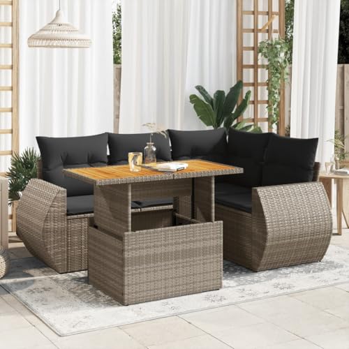 Somanki 5-TLG. Garten-Sofagarnitur mit Kissen Grau Poly Rattan, Balkonmöbel Set, Gartenmöbel Set, Gartenlounge Set, Terassenmöbel, Loungemöbel Terrasse - 3327259 Somanki 5-TLG. Garten-Sofagarnitur mit Kissen Grau Poly Rattan, Balkonmöbel Set, Gartenmöbel Set, Gartenlounge Set, Terassenmöbel, Loungemöbel Terrasse - 3327259 von Somanki