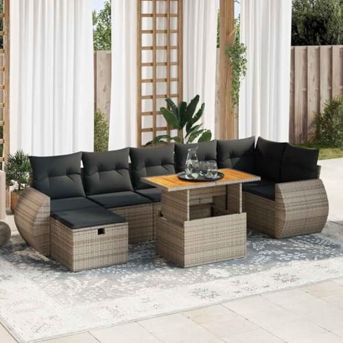 Somanki 5-TLG. Garten-Sofagarnitur mit Kissen Grau Poly Rattan Akazie, Balkonmöbel Set, Gartenmöbel Set, Gartenlounge Set, Terassenmöbel, Loungemöbel Terrasse - 3328068 Somanki 5-TLG. Garten-Sofagarnitur mit Kissen Grau Poly Rattan Akazie, Balkonmöbel Set, Gartenmöbel Set, Gartenlounge Set, Terassenmöbel, Loungemöbel Terrasse - 3328068 von Somanki