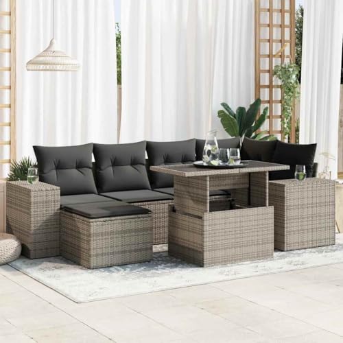 Somanki 7-TLG. Garten-Sofagarnitur mit Kissen Grau Poly Rattan, Balkonmöbel Set, Gartenmöbel Set, Gartenlounge Set, Terassenmöbel, Loungemöbel Terrasse - 3326831 Somanki 7-TLG. Garten-Sofagarnitur mit Kissen Grau Poly Rattan, Balkonmöbel Set, Gartenmöbel Set, Gartenlounge Set, Terassenmöbel, Loungemöbel Terrasse - 3326831 von Somanki